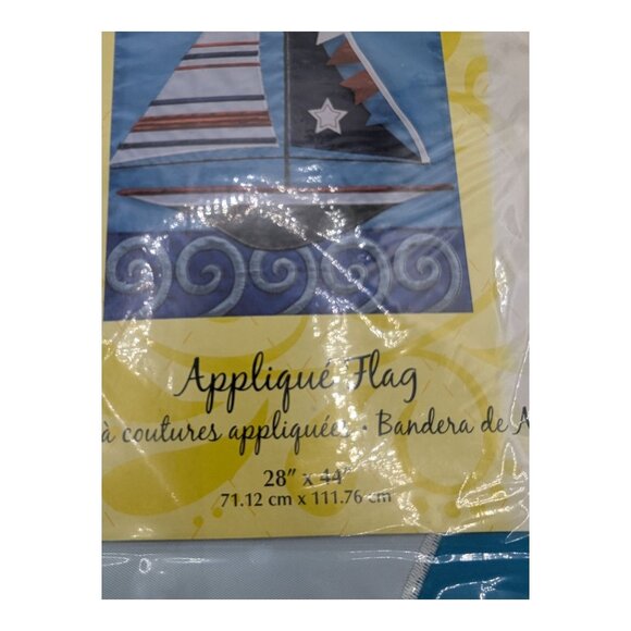 Evergreen Applique Flag 28" X 44" Nautical Sailboat Design Outdoor Decor Star - Picture 2 of 7